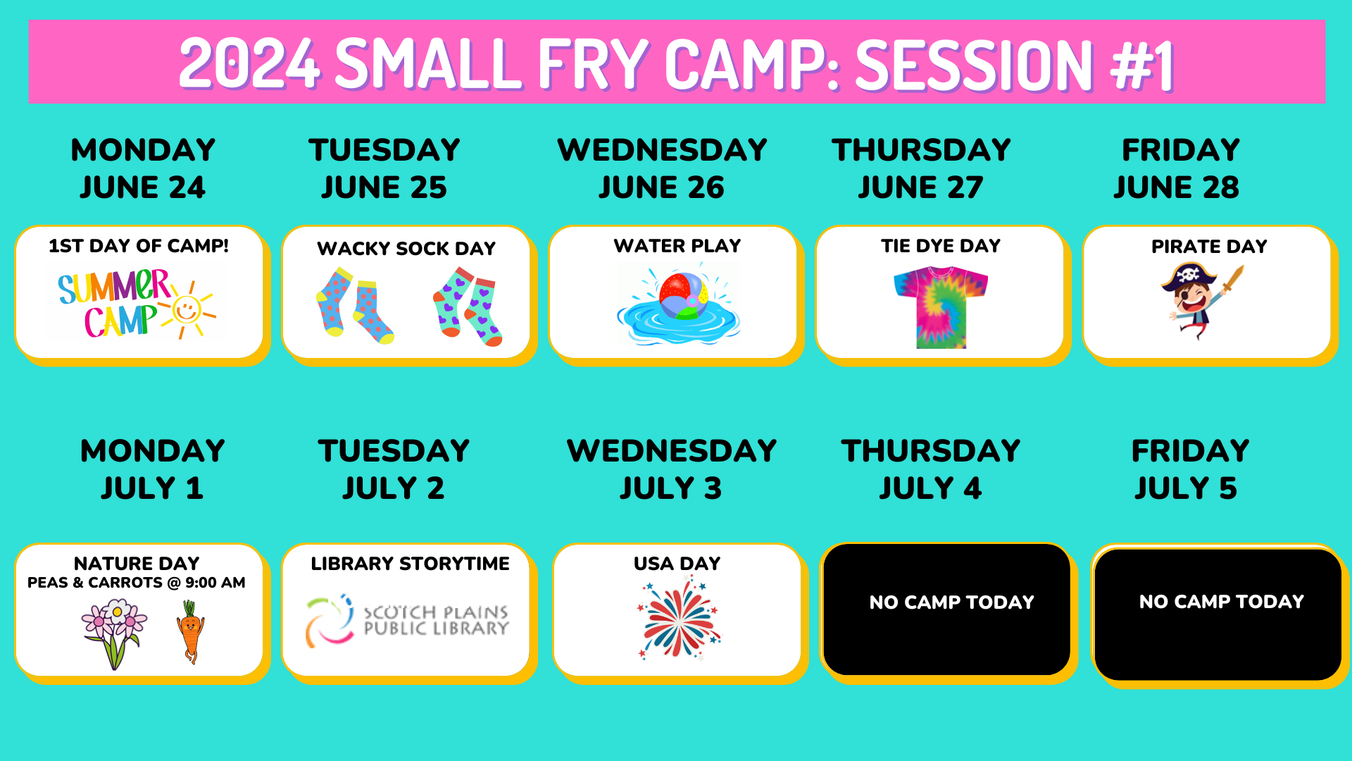 2024 Small Fry Camp Calendar Session 1