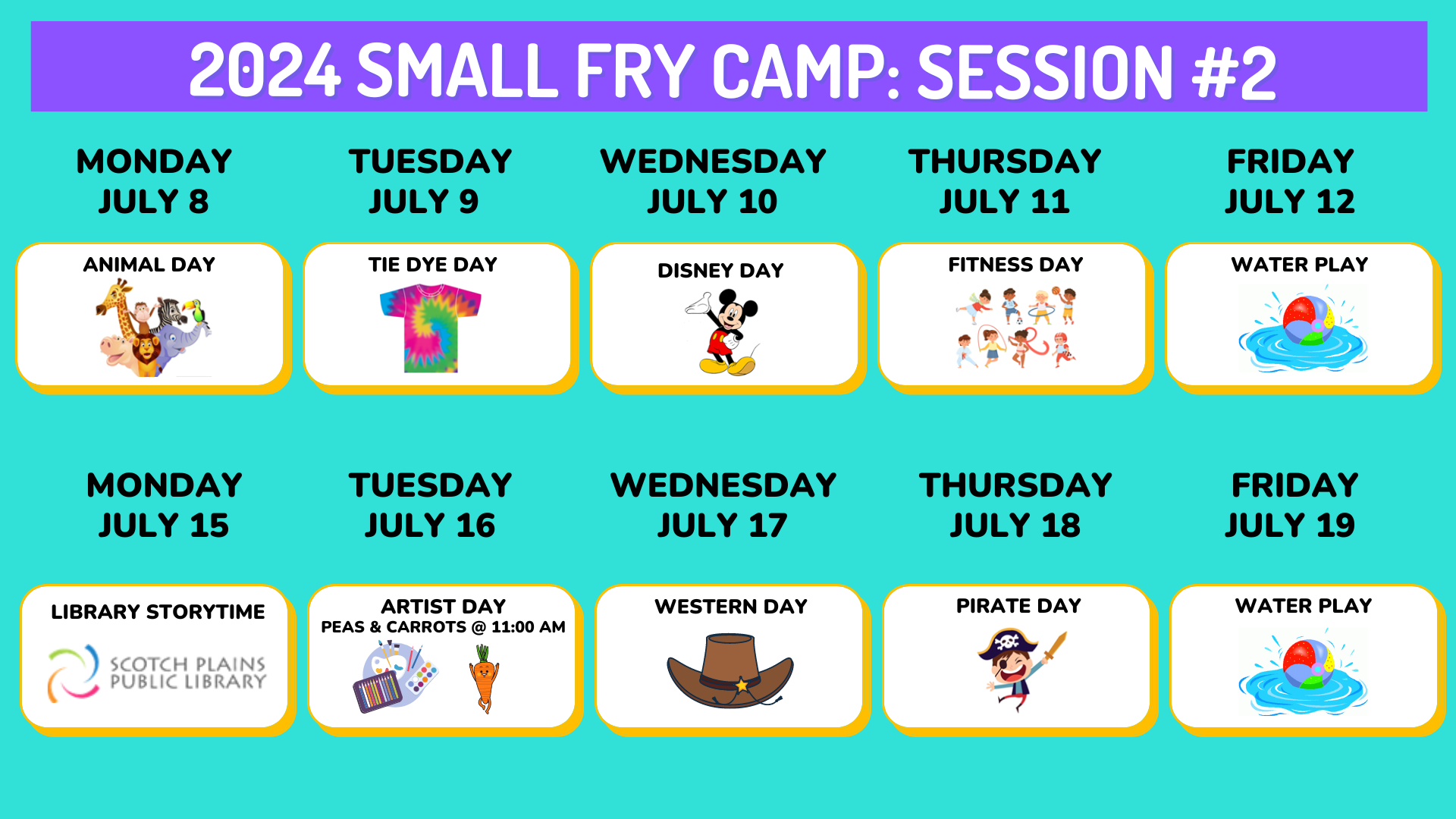 2024 Small Fry Camp Calendar Session 2