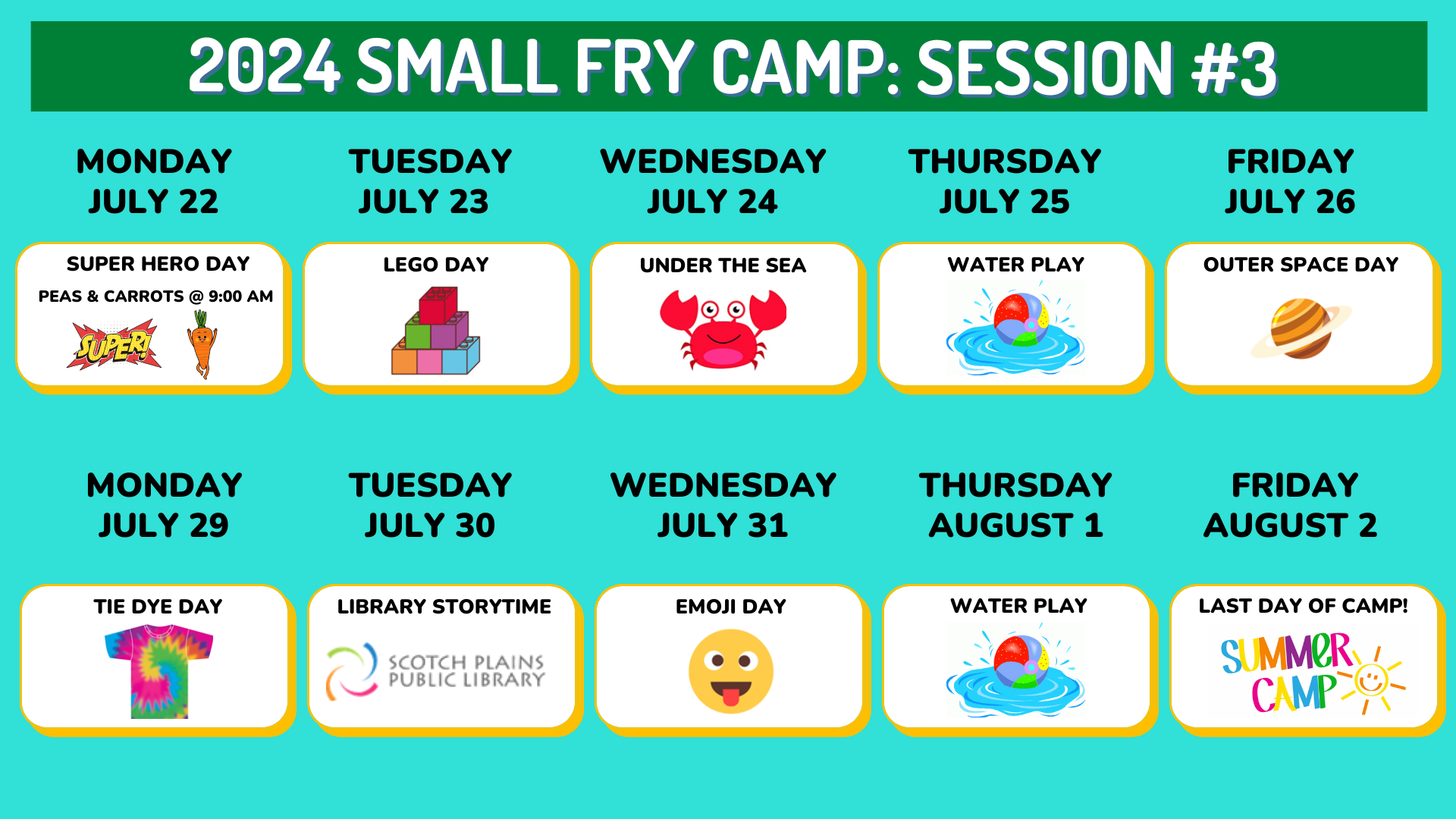 2024 Small Fry Camp Calendar Session 3