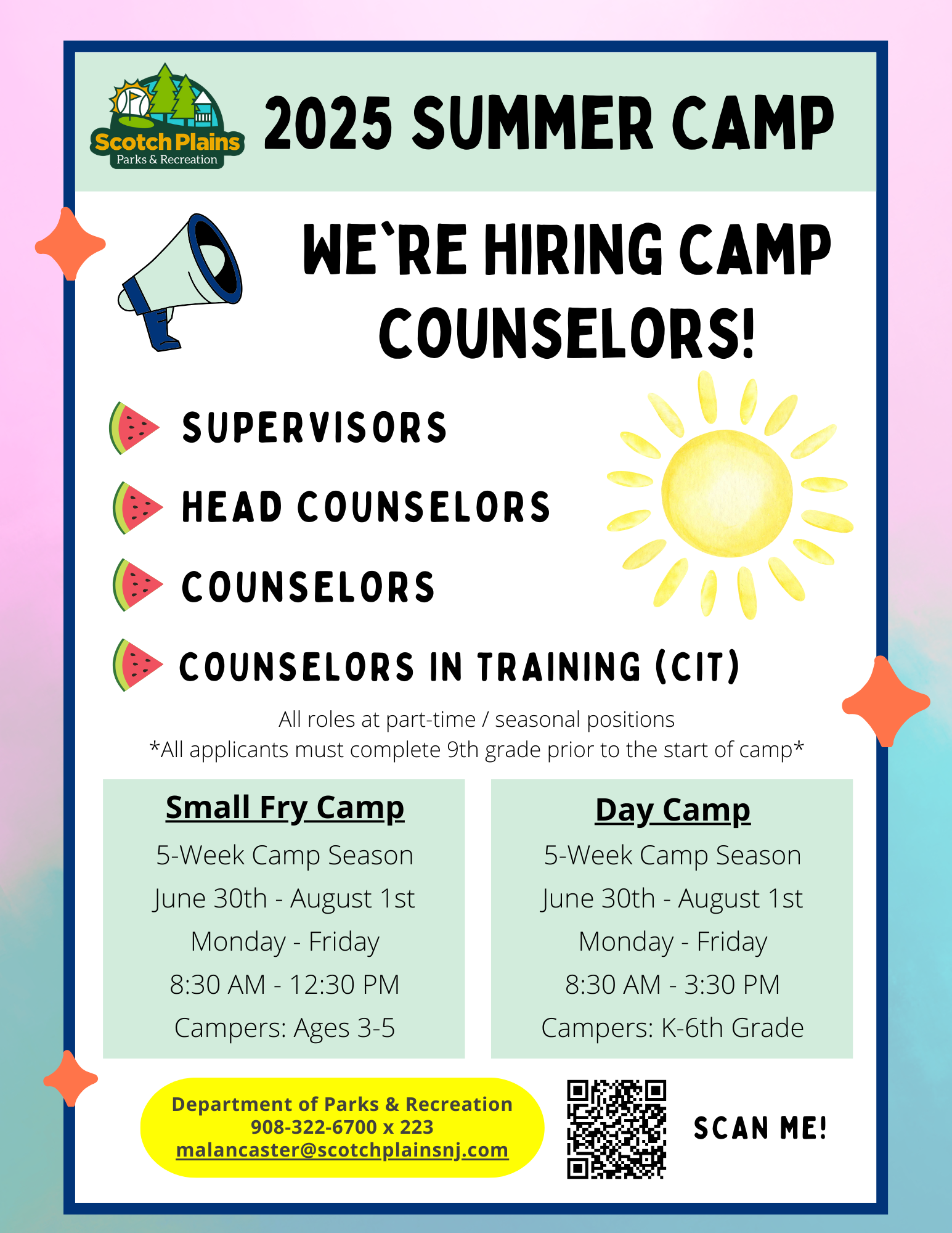 2025 Summer Camp Counselors Hiring