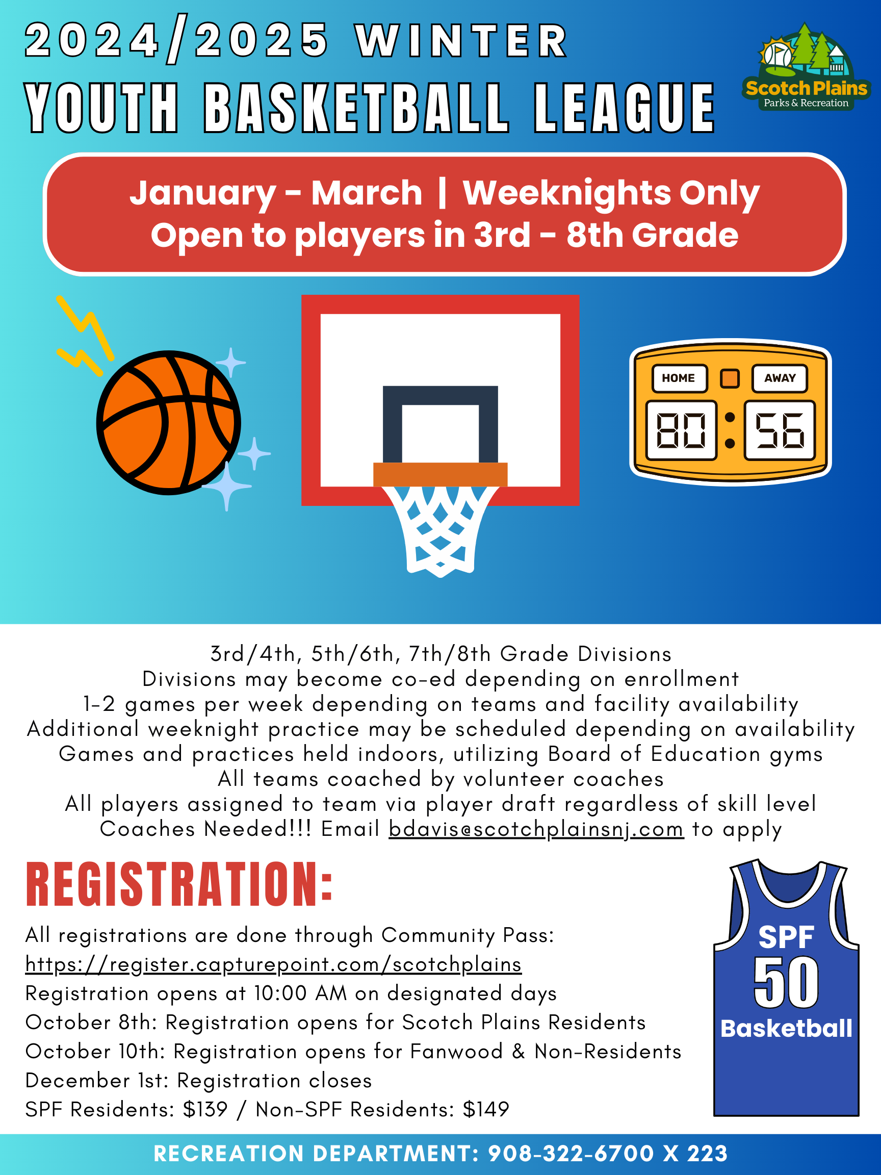 2025 Winter Youth Basketball League Flyer PNG