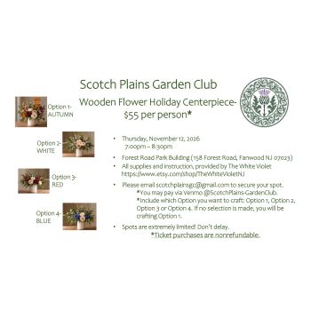 Scotch Plains Garden Club Holiday Centerpiece Event - November 12