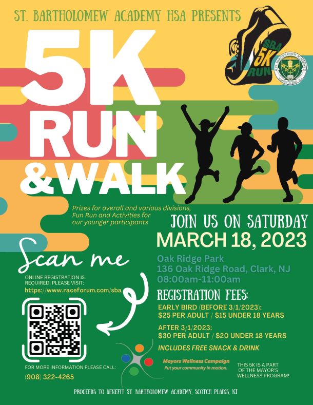 Township of Scotch Plains, NJ - St. Bartholomew Academy 5K Run & Walk