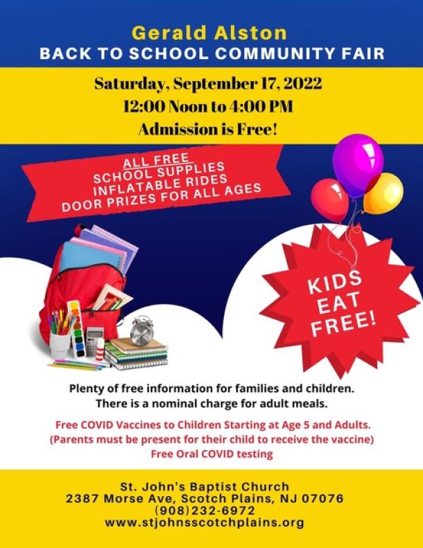 Township of Scotch Plains, NJ - Gerald Alston BACK TO SCHOOL COMMUNITY FAIR